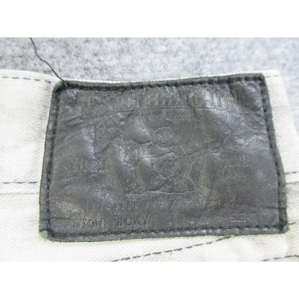 True Religion Ricky Jeans Mens 38x32 Gray Acid Wash Flap Pocket Denim USA